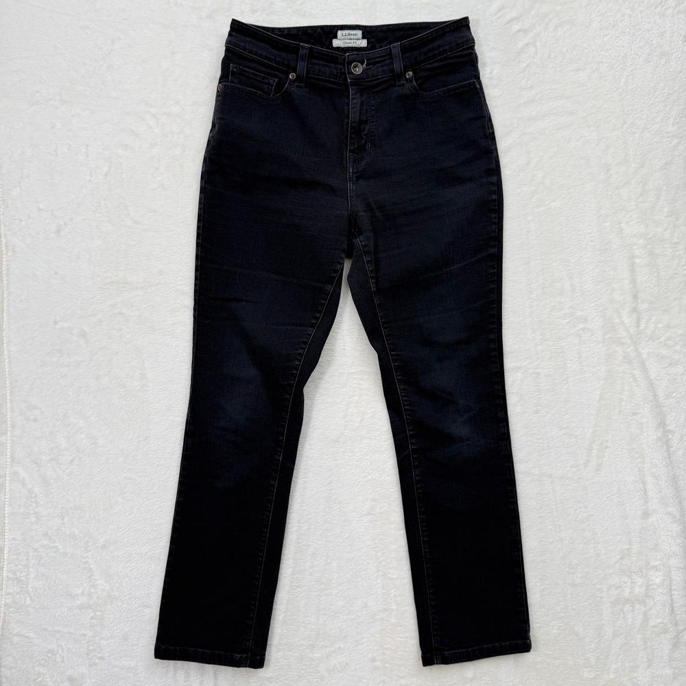 L.L. Bean Jeans Womens 8P Black Classic Fit Straight Leg Stretch Denim - Picture 1 of 12